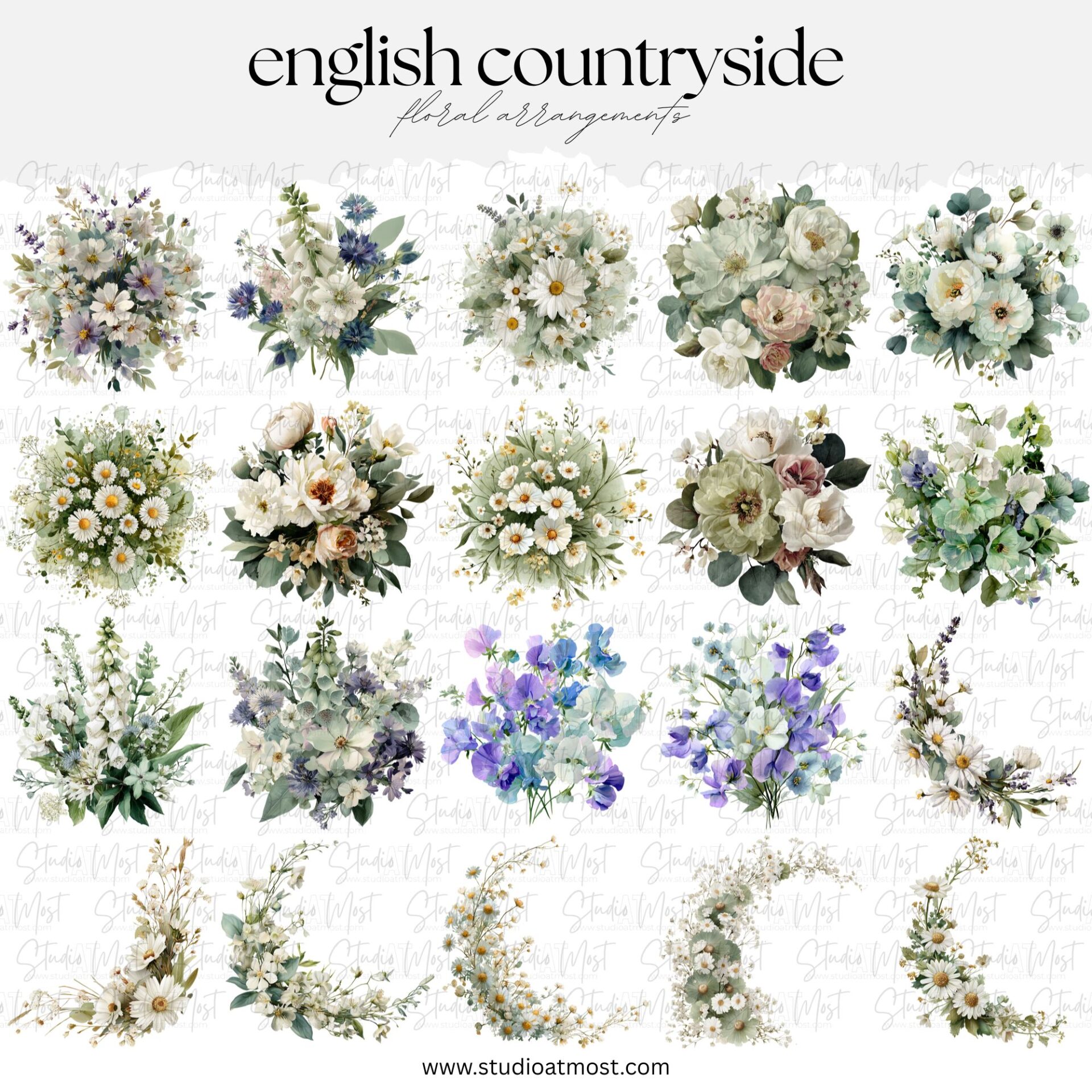 Watercolor English Countryside Floral Arrangements - Image 2