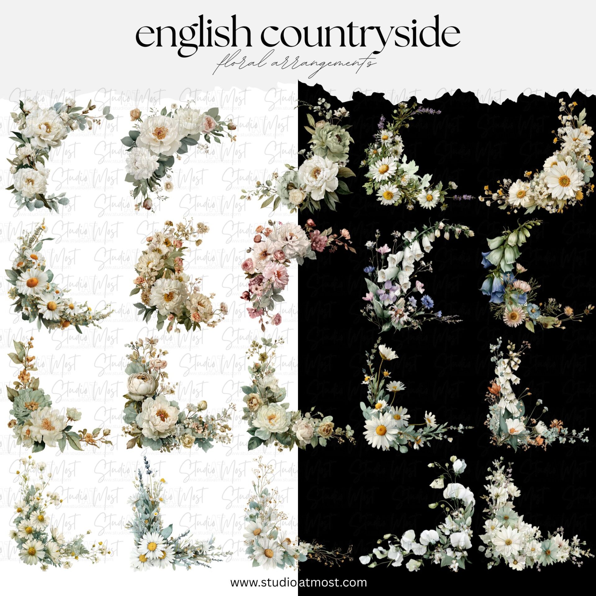 Watercolor English Countryside Floral Arrangements - Image 3