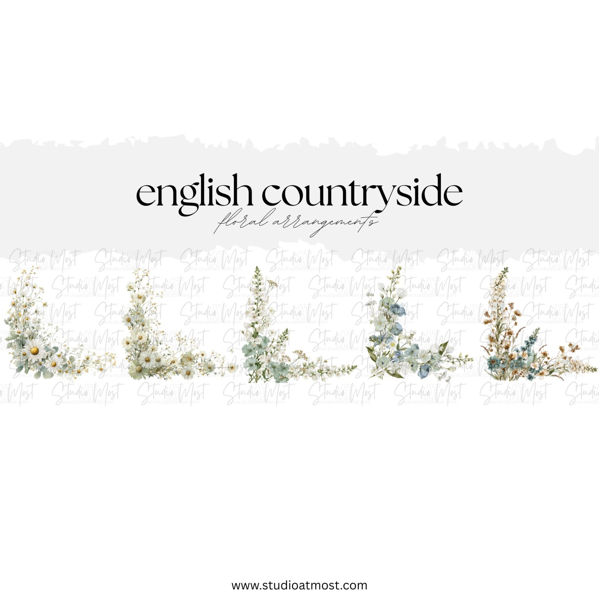 Watercolor English Countryside Floral Arrangements - Image 4