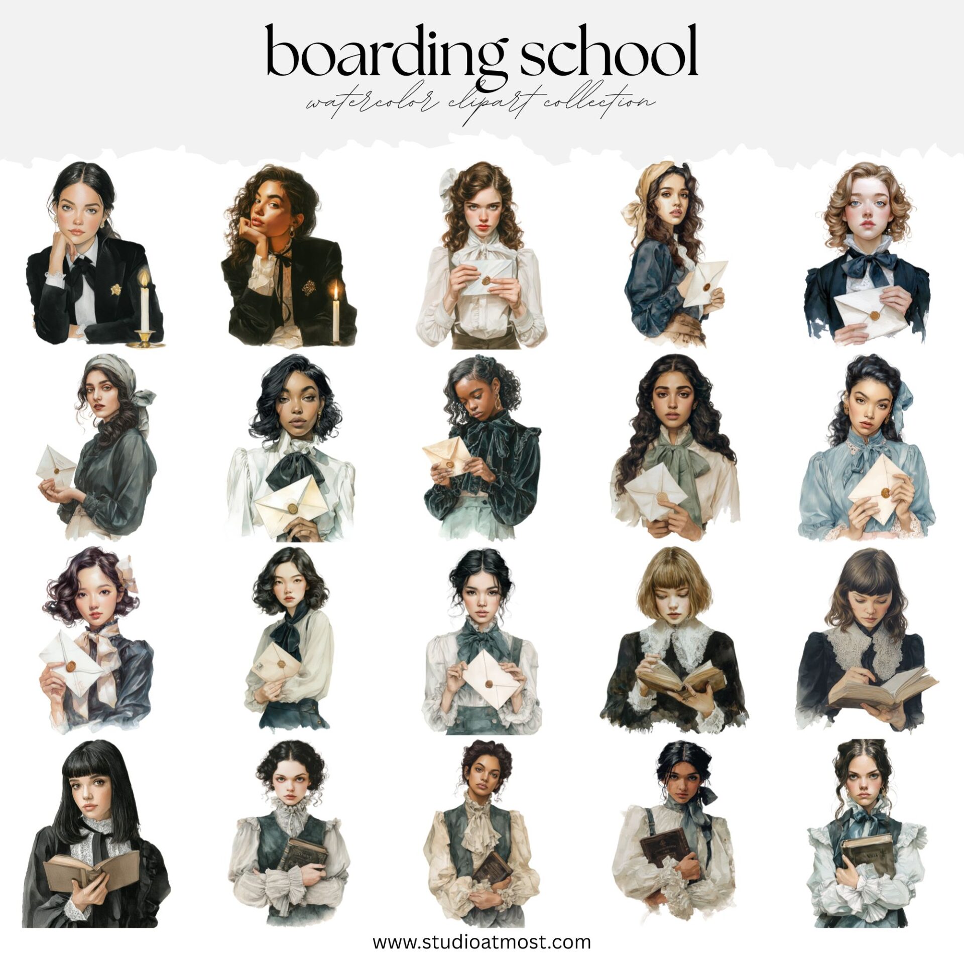Watercolor Boarding School Shadow ClipArt - Image 2