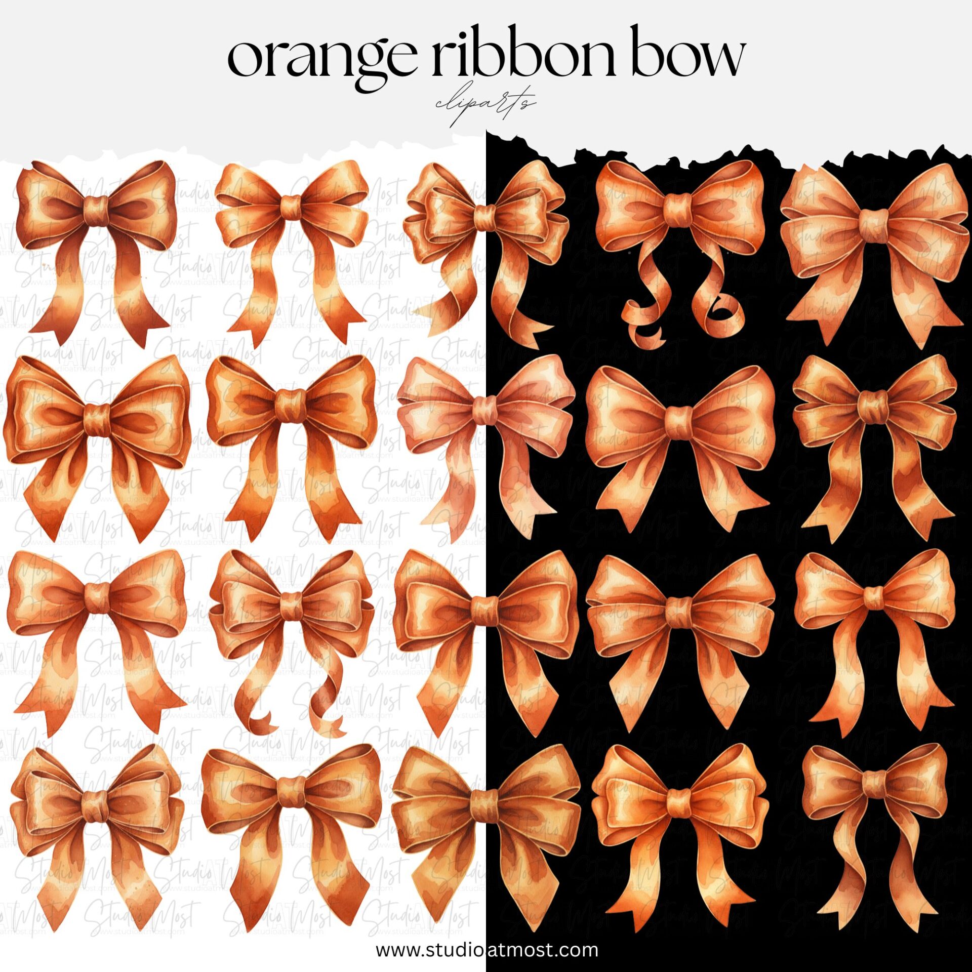 Orange Ribbon Bow ClipArt - Image 2